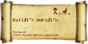Kollár Adrián névjegykártya